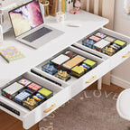 Marbrasse 3 Pack Desk Drawer Organizers with 9 Adjustable Compartments for Makeup, Office Supplies & Accessories (Black)