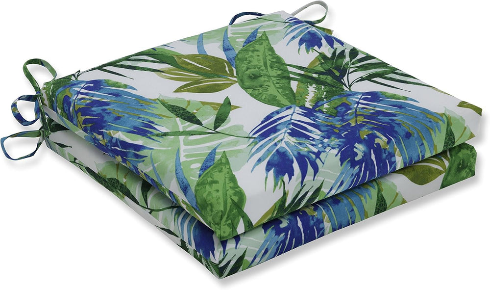 Pillow Perfect Tropic Botanical Indoor/Outdoor Chair Pad With Ties, 2 Count, ...