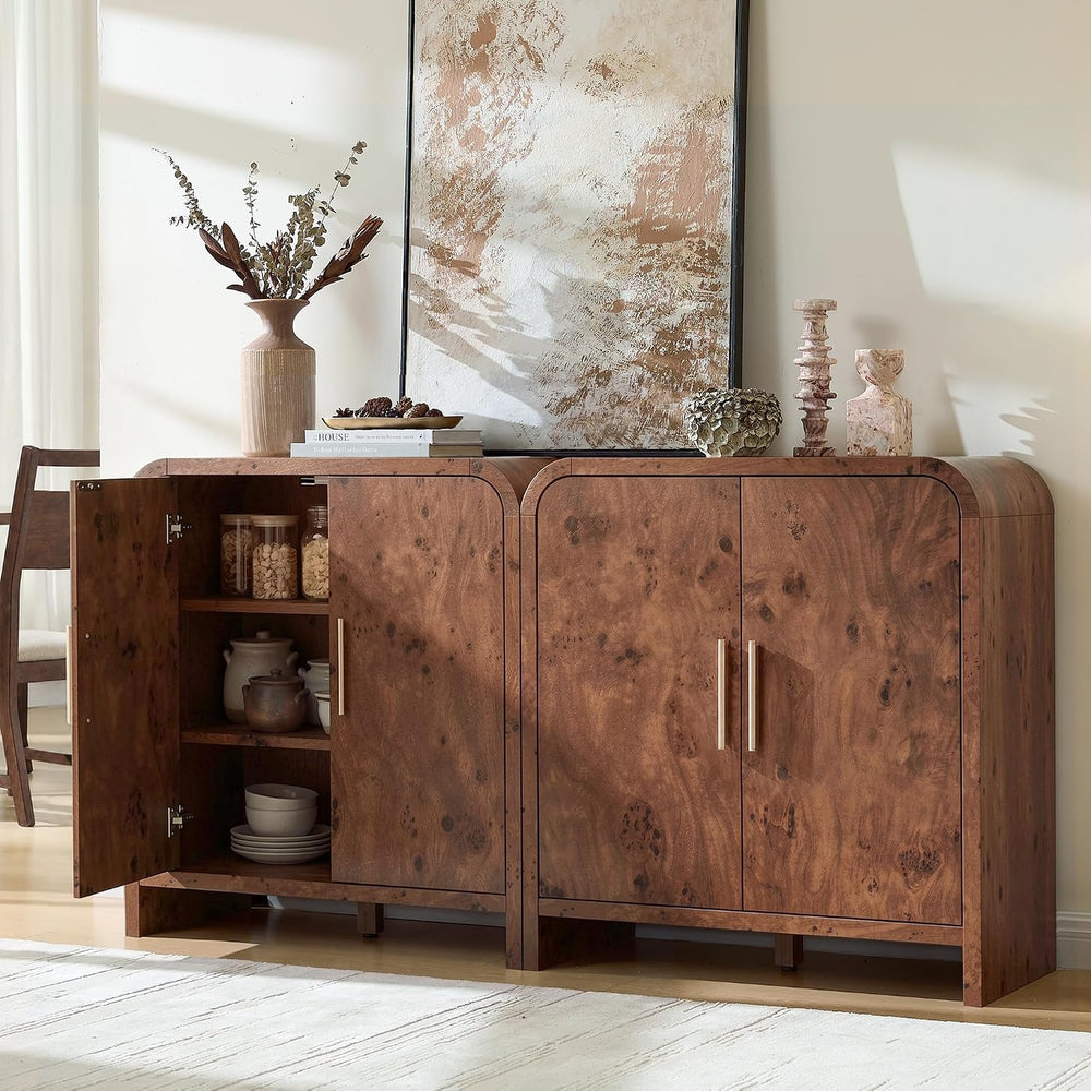 Set of 2 Sideboard Buffet Cabinet, Buffet Cabinet with Storage and 2 Adjustab...