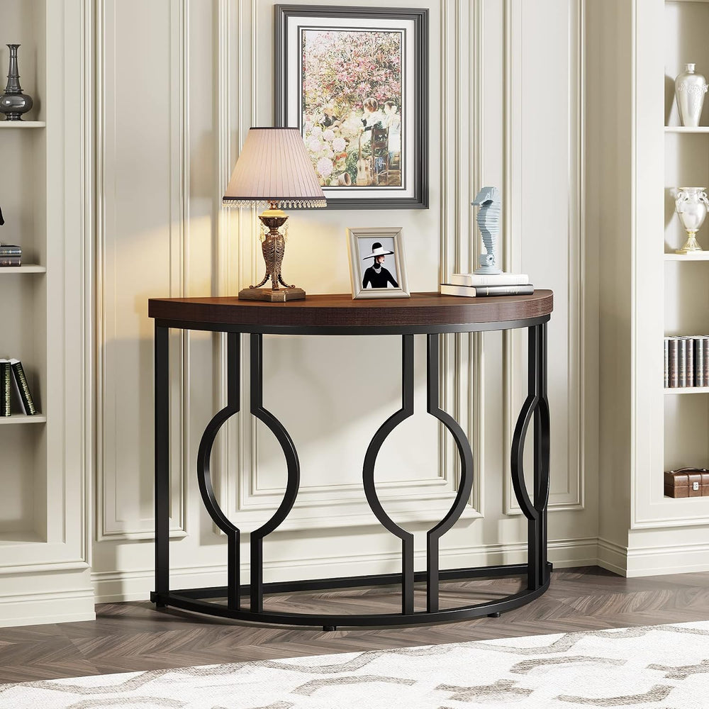 Tribesigns Half Moon Console Table for Entryway, 43 Inch Industrial Semi Circ...