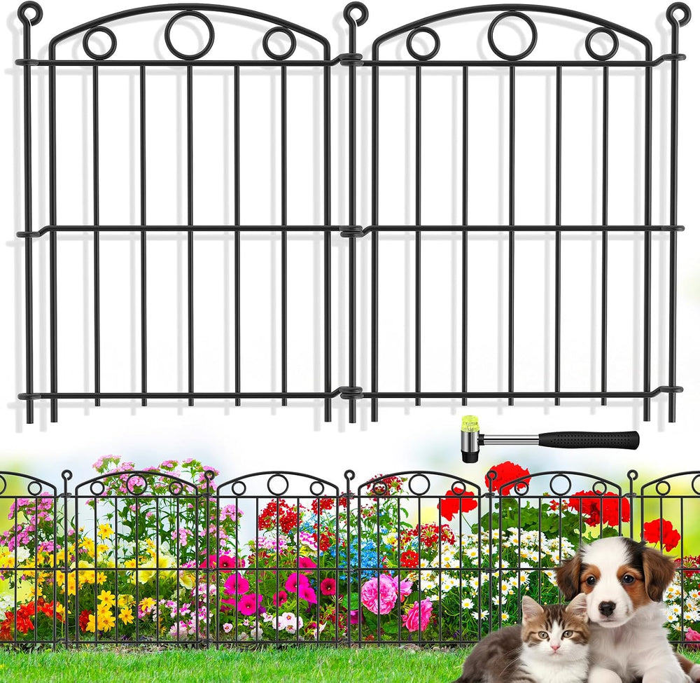 Decorative Garden Fence 17in x 50ft, 50 Panels No Dig Fence, Metal Fencing