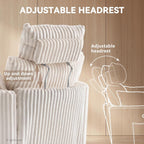 FOXHUNTER Power Nursery Rocking Chairs 300°Swivel Corduroy, White | 30° Rocking Mode, Glider Rocking Recliner With USB Port, Phone Holder,2 Cushions, Adjustable Headrest,for Living Room