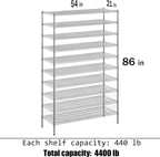 21" Deep x 54" Wide x 86" Height Wire Shelving Kit | 10-Tier | NSF Commercial Storage Rack Unit