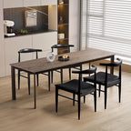 Yaheetech Dining Chairs Set of 4 Mid Century Modern Leather Dining Room Chairs with Armless Backrest & Metal Legs for Kitchen, Living Room, Black