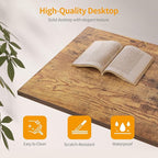 Cubiker Computer Desk 55 inch Home Office Writing Study Desk, Modern Simple Style Laptop Table with Storage Bag, Brown
