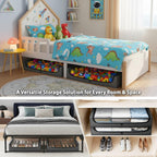 Under Bed Storage with Wheels, XXL Under Bed Drawers, Rolling Metal Drawer for Shoes, Clothes, Books, Toys, Under Bed Organizer with Clear Lids for Dorm Room, Bedroom, Kids Room, 2 Pack