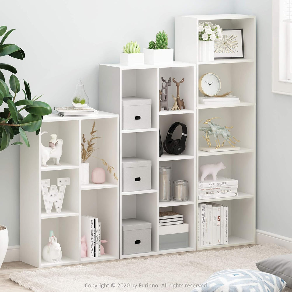 Furinno LUDER Book Shelf, 7-Cube Bookshelf, Bookcase with Open Shelves, 9.4 x...
