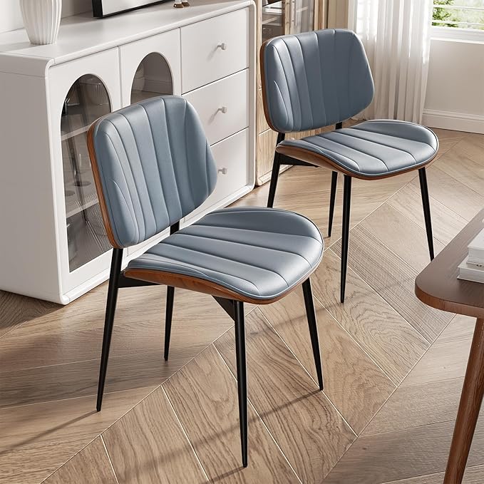 Dining Chairs Set of 6, Mid Century Modern Dining Room Chairs, Upholstered Fa...