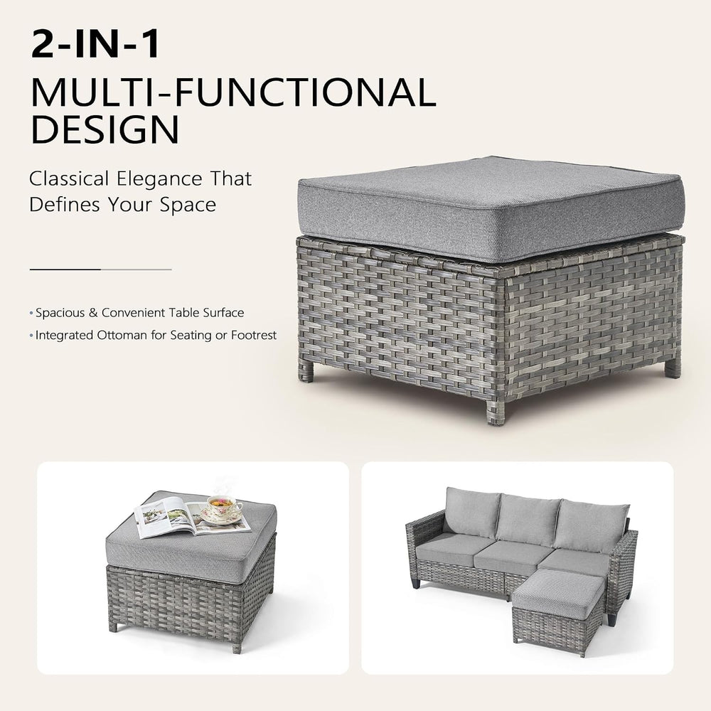 CAODOC 6 Pieces PE Wicker Patio Furniture Set, Outdoor Sectional Sofa with Sw...