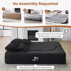 78” Folding Sleeper Sofa Bed, Full Size Boneless Couch, Black | Convertible Loveseat, Deep Seat, Soft Chenille, 4 Pillows, No Assembly Required, for Guest Living Room Bedroom
