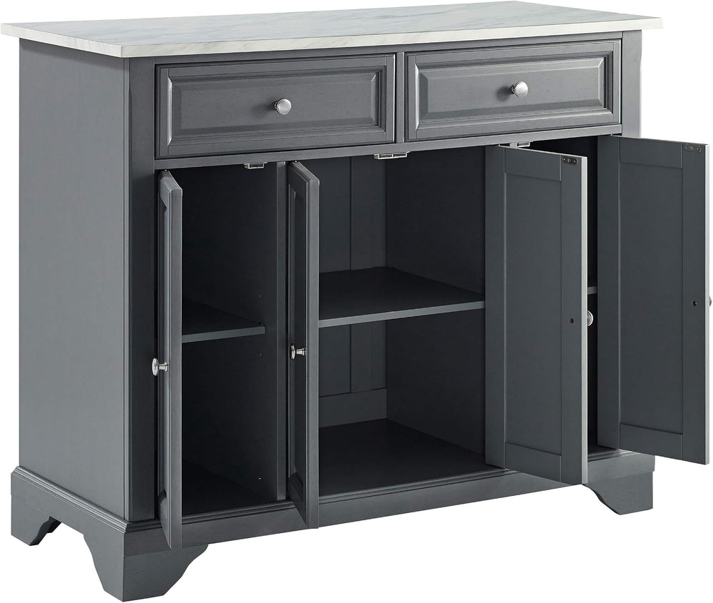 Crosley Furniture Avery Kitchen Island with Storage Shelves, Microwave Stand,...