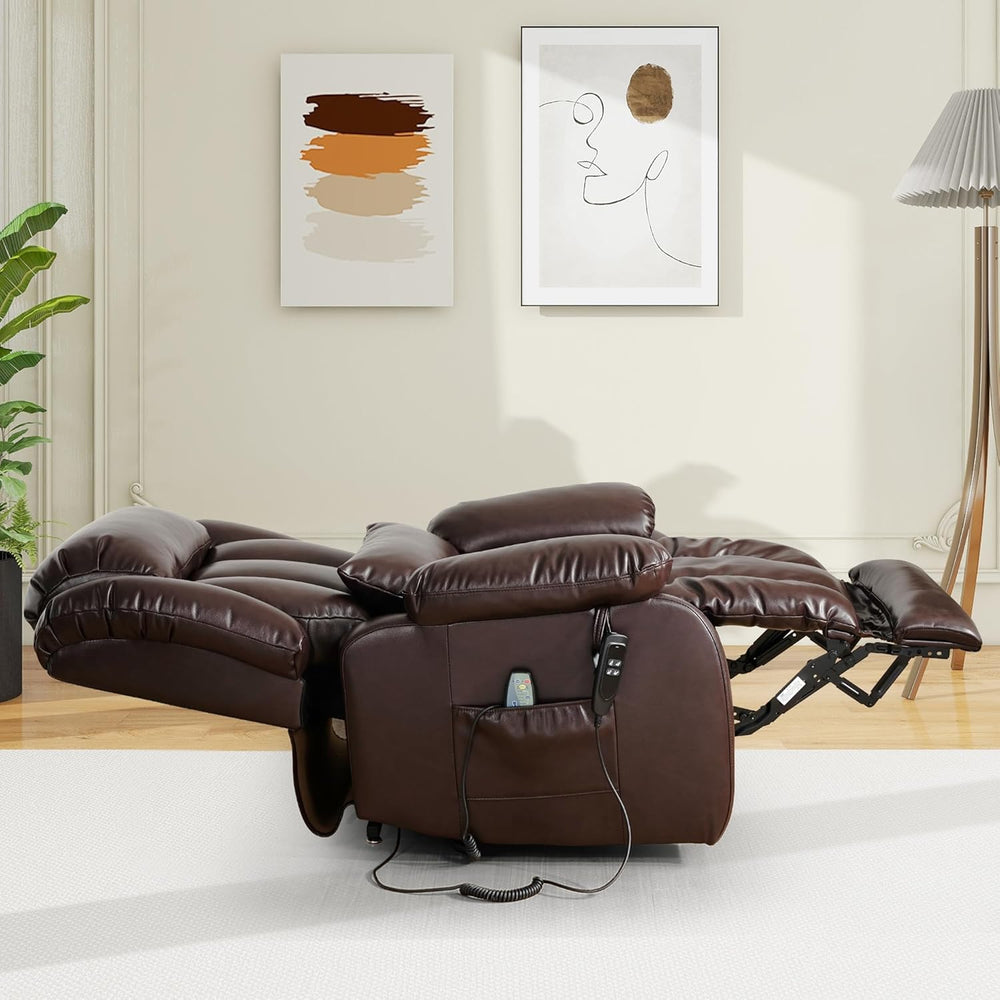EDILLY XL Large Genuine Leather Lift Chair Recliner for Elderly, Dual Motor w...