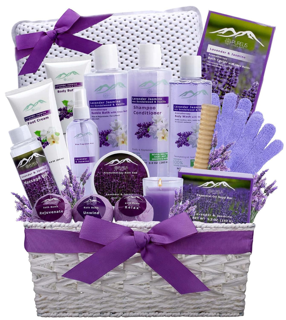 Gift Baskets for Women. Relaxing Lavender Bath Gifts for Her Spa Basket is Fi...