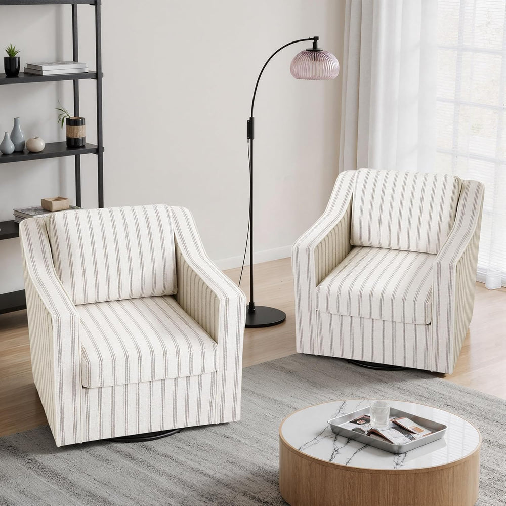 Swivel Accent Chair Set of 2, Fabric Upholstered Arm Chair for Living Room, M...