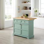Crosley Furniture Holbrook Traditional Kitchen Island Breakfast Bar Table with Counter-Height Seating, Distressed Seafoam Blue