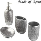 Hymmah Bathroom Accessories Set,Toothbrush Holder,Farmhouse Bathroom Decor,4 Pcs Resin Gift Set Apartment Necessities, Contain Toothbrush Cup,Soap Dispenser,Soap Dish,Tumbler