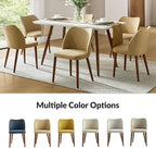 Upholstered Dining Chairs Set of 2, Kitchen Chairs with Curved Padded Back, Solid Wood Tapered Legs, Modern Chairs for Dining Room, Restaurant, Tan