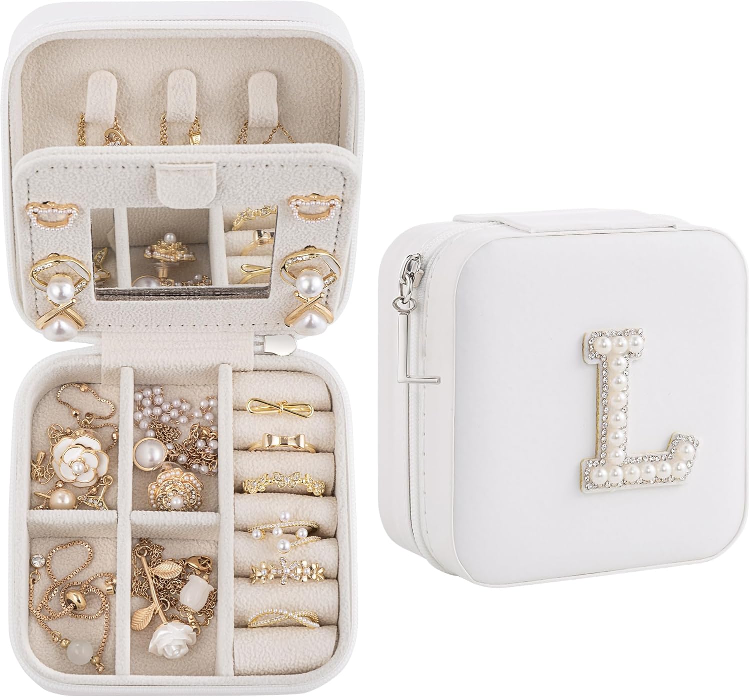 Birthday Gifts For Women, Initial Jewelry Box, Travel Jewelry Case, Gifts for Wife Girlfriend, Small Travel Jewelry Organizer, Gift for Girls, Graduation Gifts for Her, Bridesmaid Gifts
