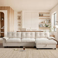 Ball & Cast Modular L Shaped Sectional Sofa with Movable Storage Ottoman and Dual-Port Charging,4 Seater Comfy Cloud Couch W/Side Storage Pockets & Cup Holder,for Living Room,Apartment,Beige,104"
