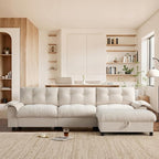 Ball & Cast Modular L Shaped Sectional Sofa with Movable Storage Ottoman and Dual-Port Charging,4 Seater Comfy Cloud Couch W/Side Storage Pockets & Cup Holder,for Living Room,Apartment,Beige,104"