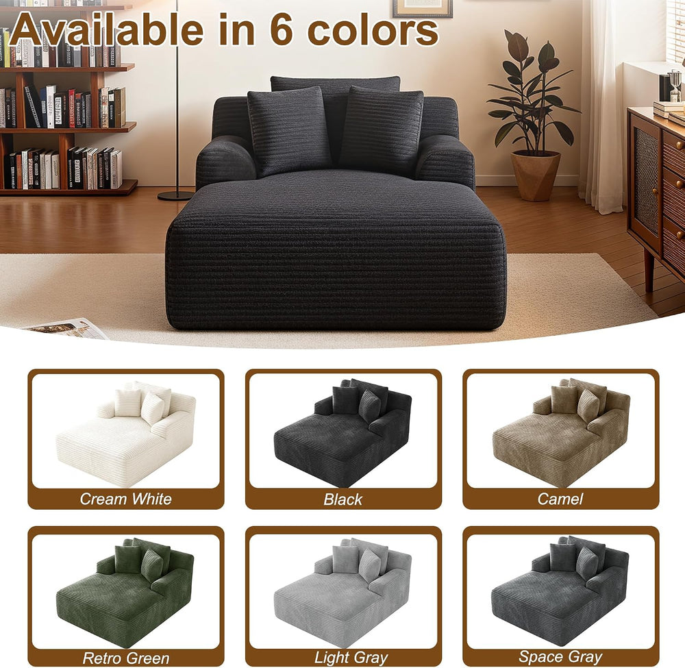 Avenix 66" Oversized Chaise Lounge Chair Indoor, Cloud Corduroy Reading ...