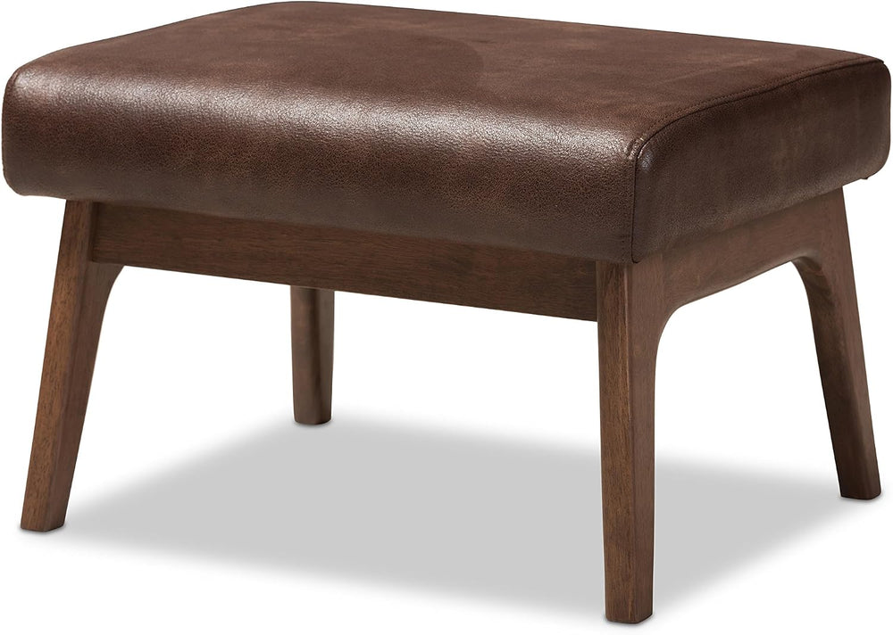 Baxton Studio Birk Mid-Century Modern Walnut Wood Dark Brown Distressed Faux ...