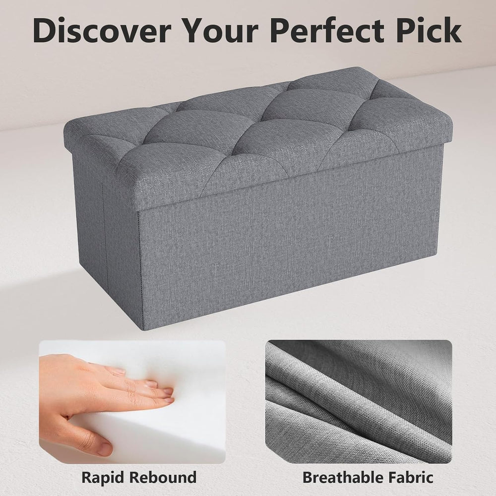 30 Inches Storage Ottoman, Folding Storage Ottoman Bench,Ottomans Foot Rest, ...