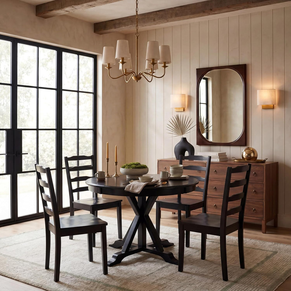 SAFAVIEH Home Collection - Shay Black 5-Piece Wood Dining Set, Traditional Ro...