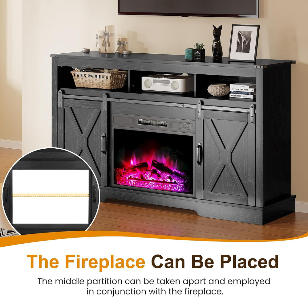 RoyalCraft Farmhouse TV Stand for 23" Fireplace, 34'' Tall Enter...