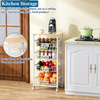 5-Tier Small Kitchen Storage Cart on Wheels with Pull-Out Drawers, Rolling Pantry and Snack Organizer Cart with Wood Top, Kitchen Floor Fruit Basket Stand for Fruit Potato Onion Veggie Snack