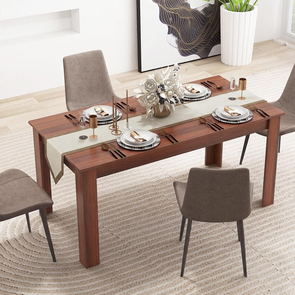 GOFLAME Dining Table for 4-6 People, 63” Modern Kitchen Table with L-Shaped L...