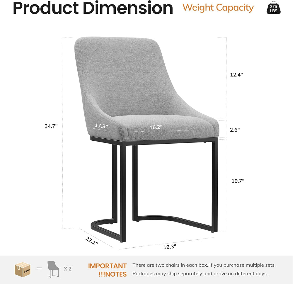 COLAMY Kitchen Dining Chairs Set of 4, Fabric Upholestered Chairs with Backre...