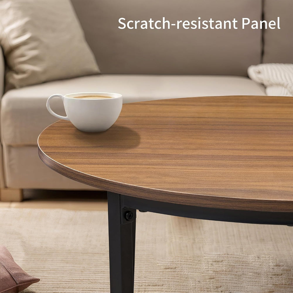 VECELO Nesting Coffee Table Set of 2, Wood Round Side Tables with Adjustable ...