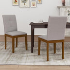 DAGONHIL Dining Chairs Set of 2, Modern Upholstered Fabric Dining Room Chairs, Armless Kitchen Chairs with Wood Legs and Padded Seat for Living Room, Bedroom, Kitchen (Grey)