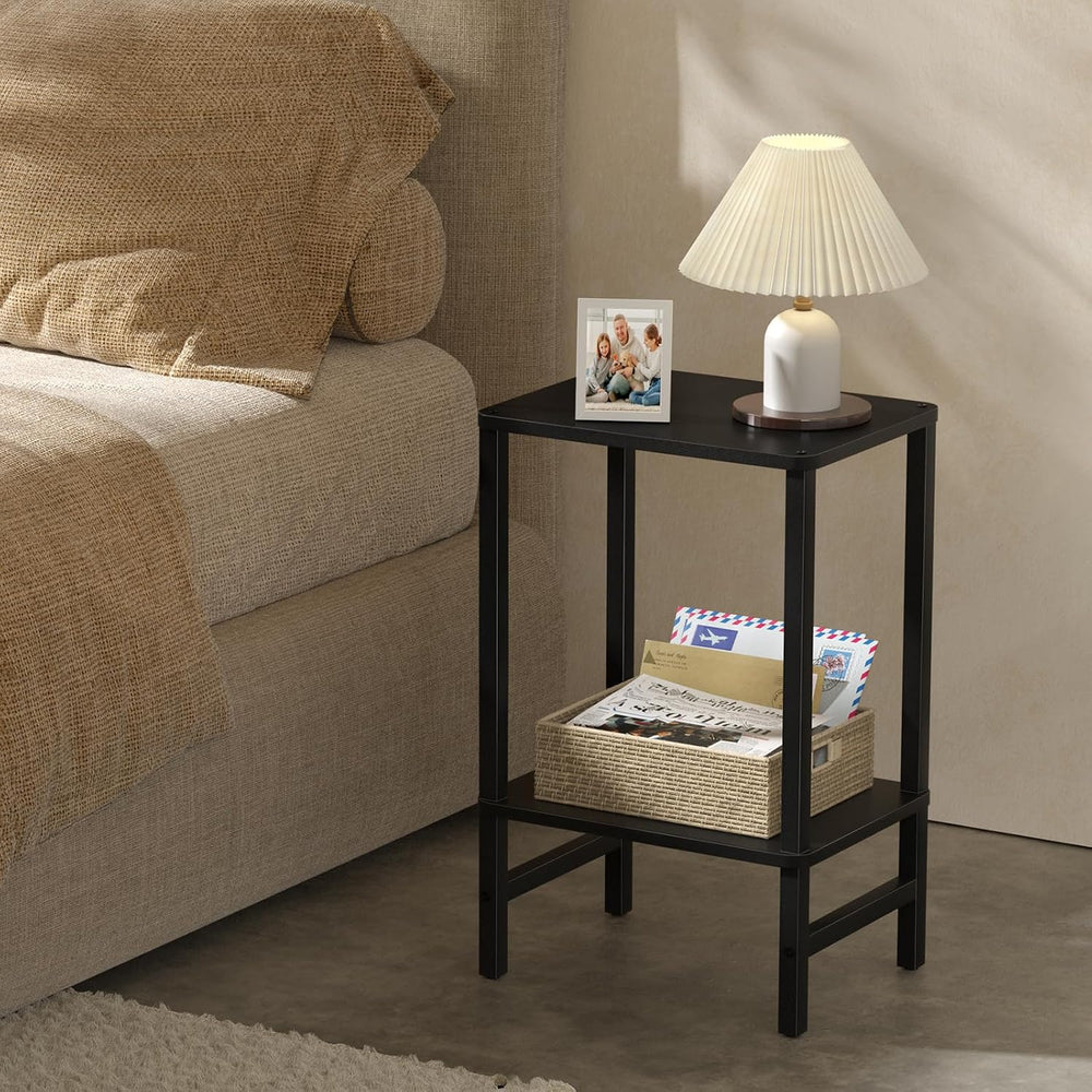 YUFAM Side Table End Table Tall Night Stand 2-Tier for Living Room Bedroom Ba...