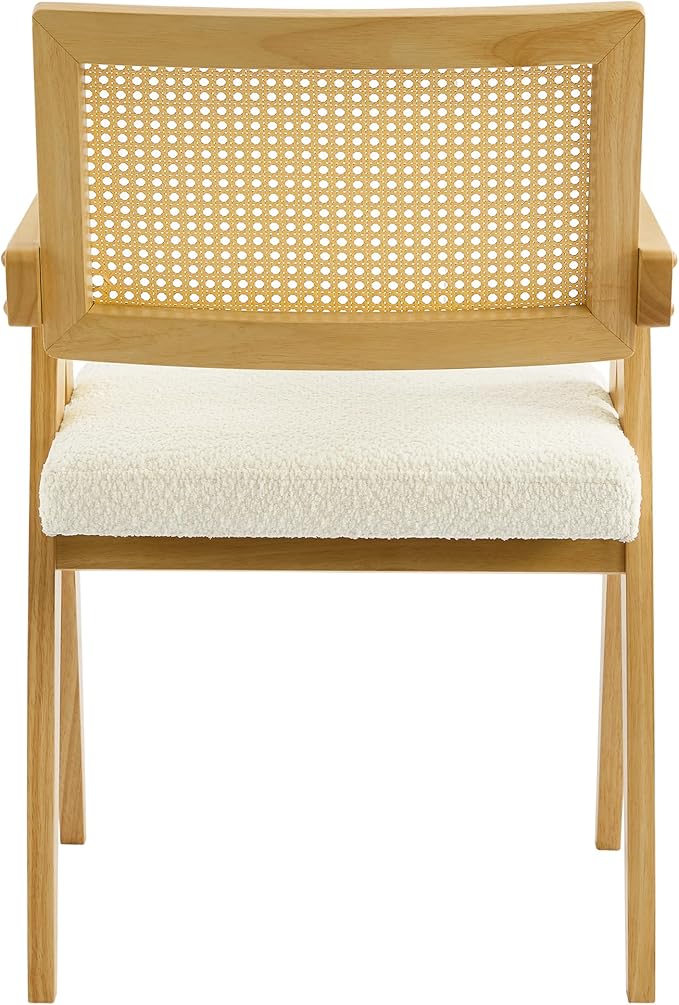 CHITA Rattan Dining Chairs Set of 4, Modern Dining Chair with 2.8inch Cushion, Rubberwood Frame Accent Chairs for Dining Room/Kitchen/Living Room, Oak