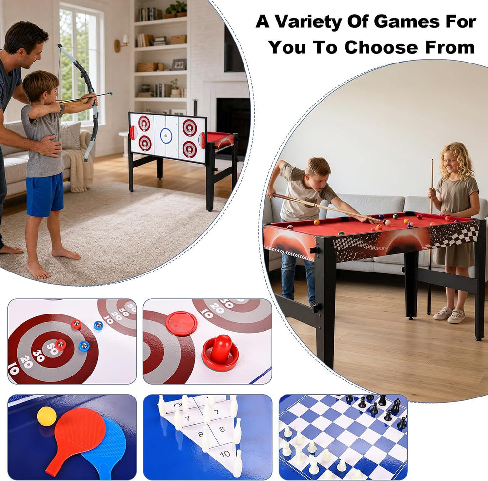 HLC 48" 4-in-1 Combo Game Table with Pool Billiard Slide Hockey Foosball...