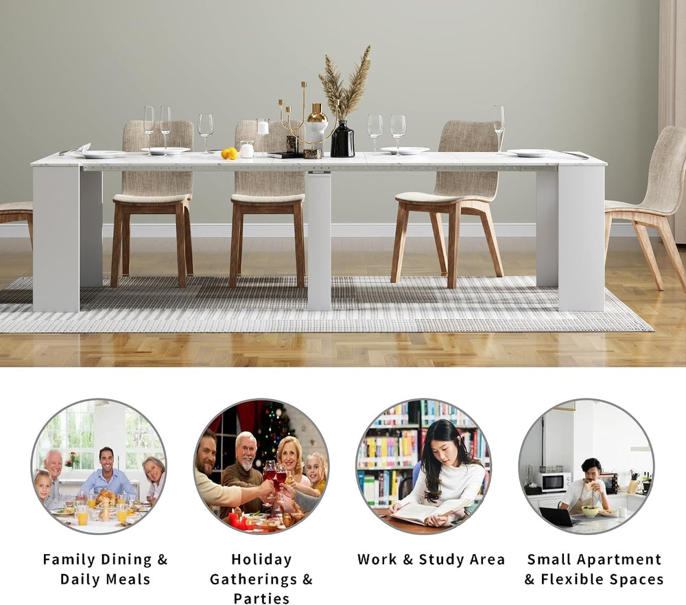 Extendable Dining Table, Transformer Console Table for 1-12 People, Folding S...