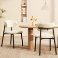 Kitchen Dining Chairs Set of 2 Modern Upholstered Leather Farmhouse Dining Room Chair with Metal Legs, Black/Beige