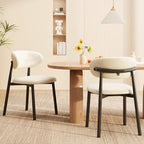 Kitchen Dining Chairs Set of 6 Modern Upholstered Leather Farmhouse Dining Room Chair with Metal Legs, Black/Beige