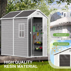 6x4 FT Outdoor Storage Shed, Waterproof Resin Shed with Floor & Lockable Door & Window & Vents, Plastic Tool Shed for Backyard, Patio, Poolside, All Weather Use,Dove Grey