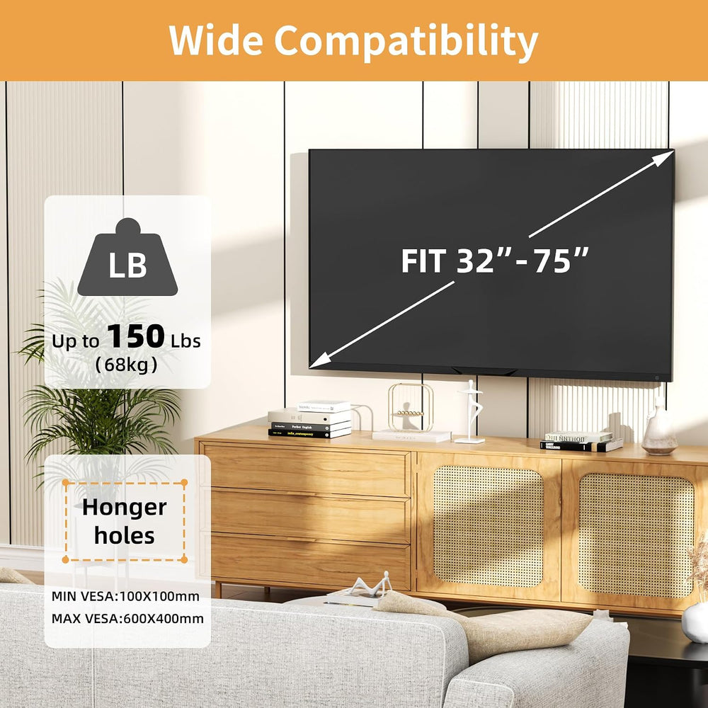 Studless Drywall TV Wall Mount for 32-75 Inch Flat Screen TVs up to 150lbs | ...