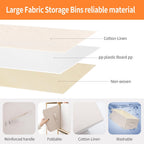 Linen Folding Storage Bins, 3 Pack Large Storage Baskets, Washable, Clothing Storage Bins with Handle, Closet Organizer for Storage Sweater,Sheets (Beige, 16"x9½"x6¾")