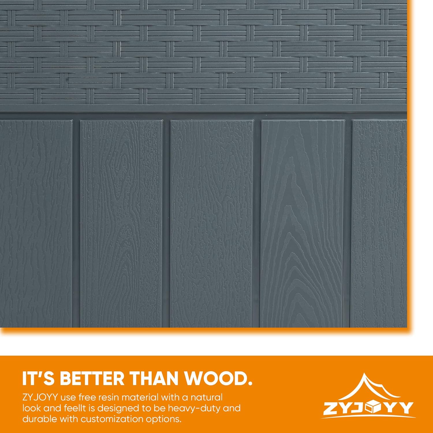 ZYJOYY 33 Gallon Resin Deck Box, Weatherproof Outdoor Storage Box for Patio, Garden, Pool, and Yard, Lockable Waterproof Bin for Tools, Cushions, and Accessories, Grey