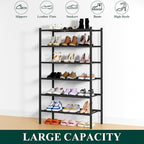 Smiry Shoe Rack, 6 Tier Thick Bamboo Shoe Organizer, Stackable Free Standing Wooden Shoe Storage Shelf for Closet, Entryway, Front Door Entrance, Black