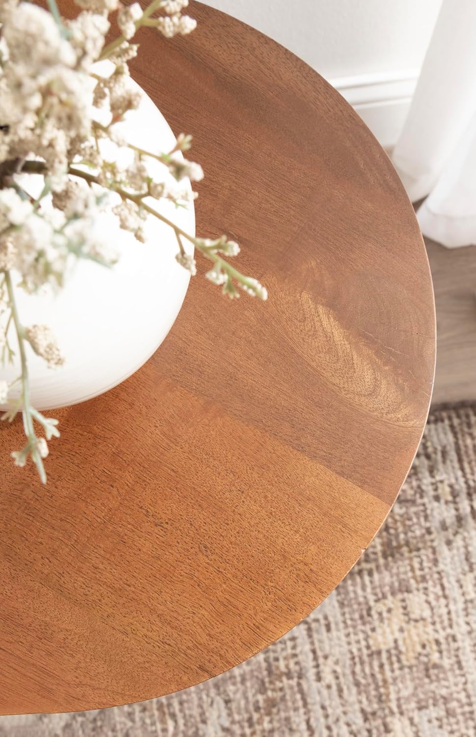 Kate and Laurel Klarc Modern Slatted Wood Round Drink Table, 12 x 12 x 22, Wa...
