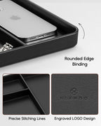 VLANDO Valet Tray, PU Leather Nightstand Organizer with Divider | Nightstand Decor, Key Tray, Divided Valet Tray,Catchall Tray with Dividers, EDC Tray, Watch Tray, Catchall Tray for Men Black