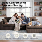 113" L-Shaped Modular Sectional Sofa Chaise Boneless Couch No Assembly | Corduroy Boneless Sectional Couch with Deep Seat, Couches for Living Room, Bedrom, Couch in a Box, Light Gray