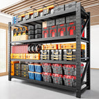 7000LBS Storage Shelves,79" W Garage Shelving Heavy Duty Metal Adjustable Garage Shelves, Shelving Units Industrial Shelving for Warehouse,79" W x 24" D x 79" H,Black