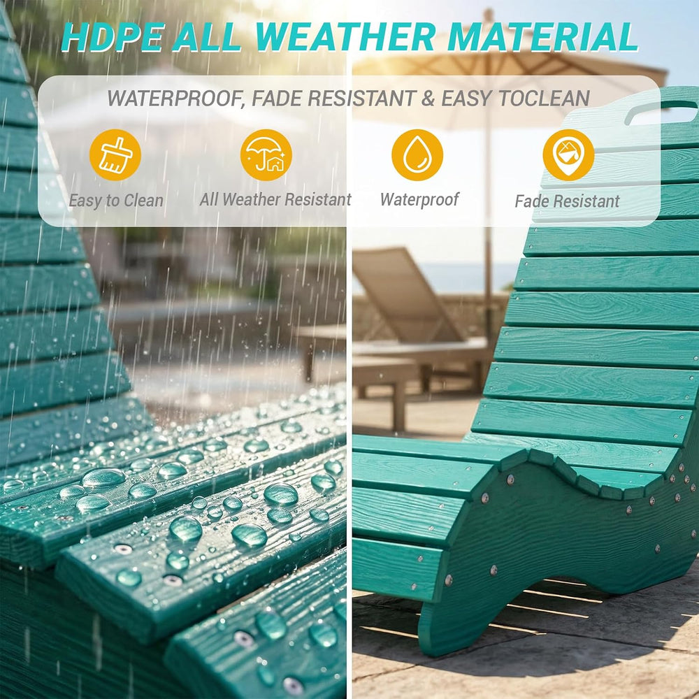Skybright HDPE Pool Lounge Chairs Set of 2, in-Pool Chaise Lounge Outdoor wit...